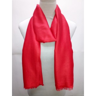 Cotton Plain Glitter Stole - Red