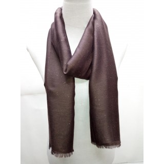 Cotton Plain Glitter Stole - Dark Brown