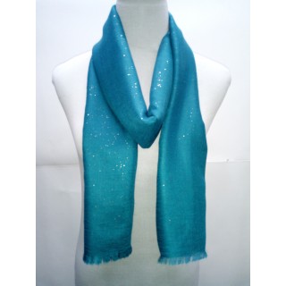 Cotton Plain Glitter Stole - Light Blue