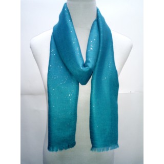 Cotton Plain Glitter Stole - Light Blue