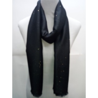 Cotton Plain Glitter Stole - Black