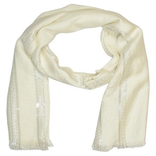 Zari Border Stole -White