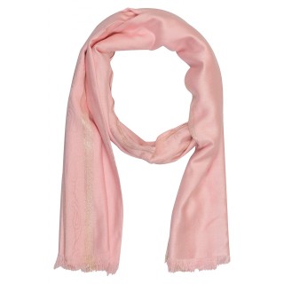 Zari Border Stole - Pink Color