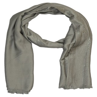 Zari Border Stole-Grey 