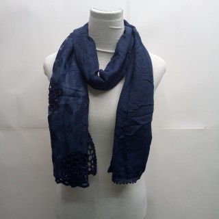 Cotton Half Net Stole- Navy Blue