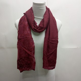 Cotton Half Net Stole- Maroon