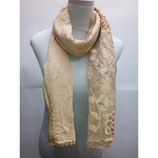 Cotton Half Net Stole- Tan Brown