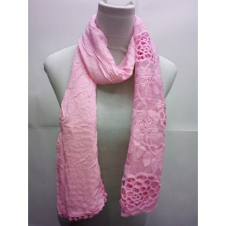 Cotton Half Net Stole- Rose Pink