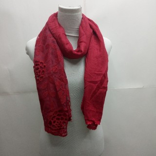 Cotton Half Net Stole- Burgundy Maroon