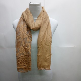 Cotton Half Net Stole- Tortilla Brown