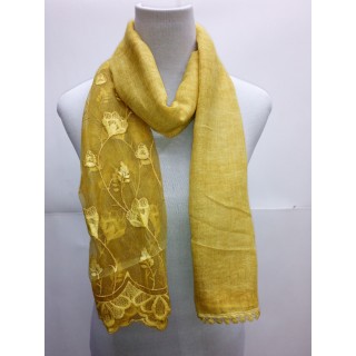 Cotton Half Net Stole- Mustard Yellow