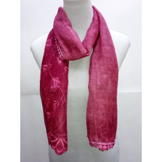 Cotton Half Net Stole- Rosewood Pink