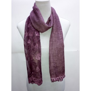 Cotton Half Net Stole- Purple