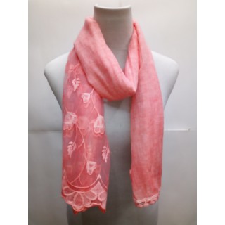 Cotton Half Net Stole- Peach