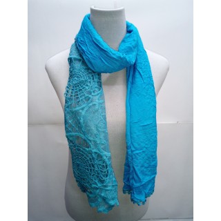 Cotton Half Net Stole- Sky Blue