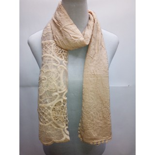 Cotton Net Stole- Light Brown