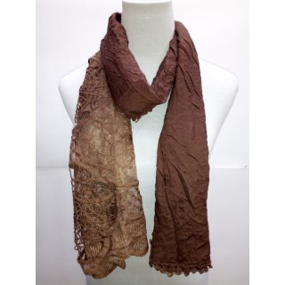 Cotton Net Stole- Dark Brown