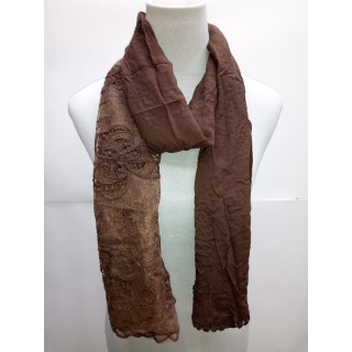 Cotton Net Stole- Coffee Brown