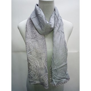 Cotton Net Stole- Light Grey