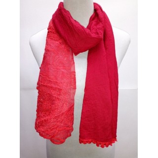 Cotton Net Stole- Ruby Red