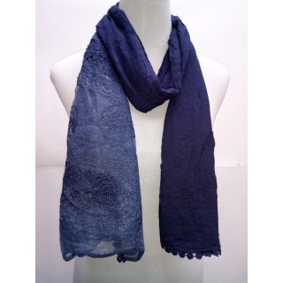 Cotton Net Stole- Navy Blue