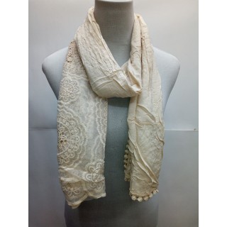 Half Net Cotton Stole- Light Brown