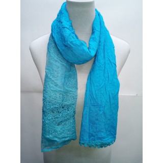 Cotton Net Stole- Light Blue