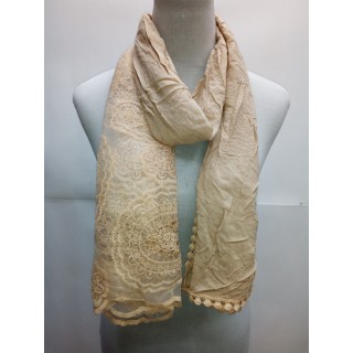 Net Cotton Stole- Light Brown