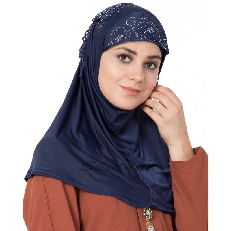 Instant Hijab online- Navy BlueHijab at shiddat.com