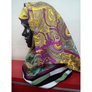 Yellow Printed Hijab -Satin Fabric