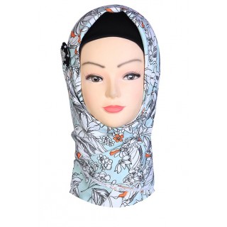 Blizzard Blue Design Hijab - Crepe Fabric