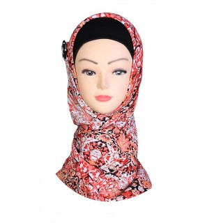 Salmon Colored Design Hijab - Crepe Fabric