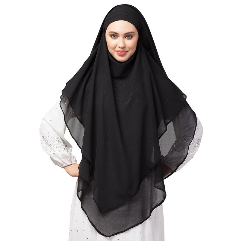 Instant Ready-to-wear Hijab- Black - Main Image