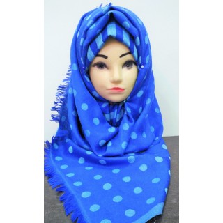 Woolen Scarf- Royal Blue Polka dot