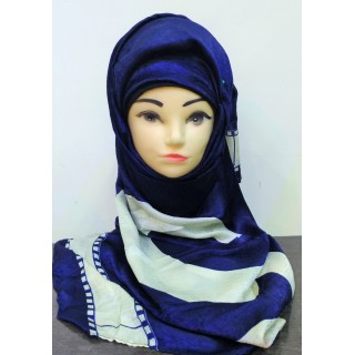 Premium Collection Scarf-  Blue Strip Printed 