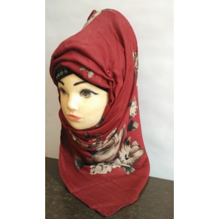 Scarf- Flower Printed on Maroon background