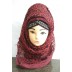 Designer Scarf in Maroon- Half Net Designer Scarf in Maroon- Half Net