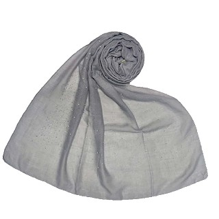 Cotton dew dew drop diamond studded all over stole - Grey 