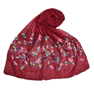 Designer Flower - Diamond Studded Stole - Maroon