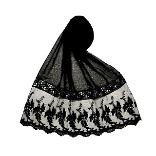 Premium Cotton - Designer Bordered Hijab - Black