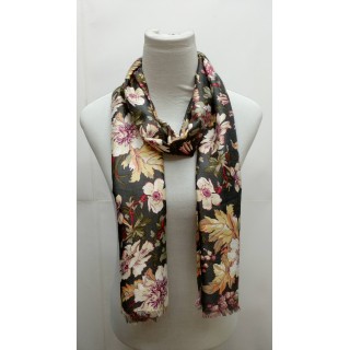 Premium Silk Viscose Stole- Printed Grey