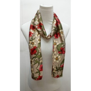 Premium Silk Viscose Scarf - Grey printed