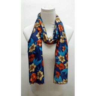 Premium Silk Viscose Stole -Dark Blue