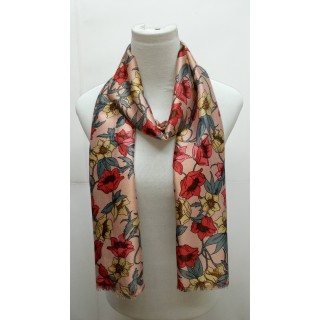 Premium Silk Viscose Scarf - Pink printed