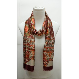 Rich Printed Stole-Purplish Orange