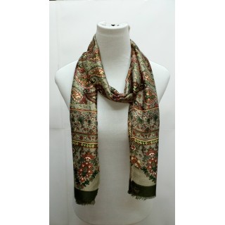 Rich Printed Stole-Greenish Grey