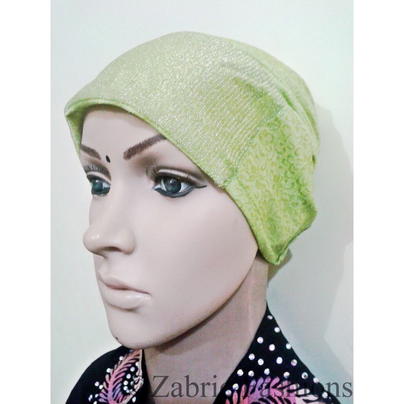 Hijab online- Buy Green Designer hijab with Cap Shiddat