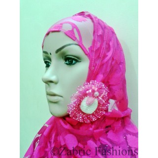 Hijab- Designer pink colored with cap