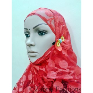 Hijab- Designer red with cap