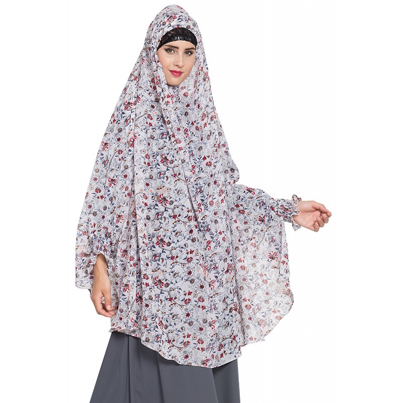 Prayer hijab online- Printed Large Khimar at shiddat.com